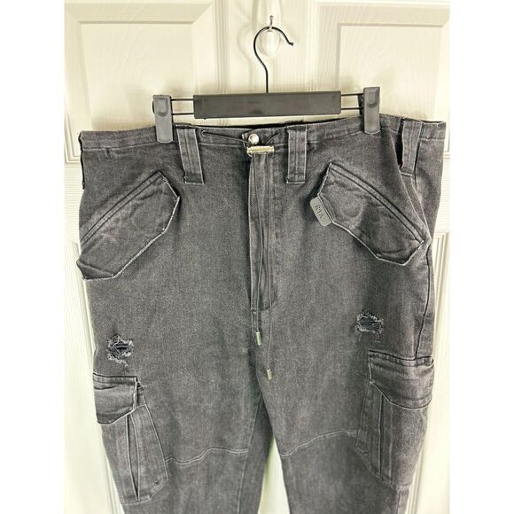 Rta Mens Otis Pants Distressed Black Charcoal Sz XL Cargo Urban Designer Jean E - Picture 4 of 12
